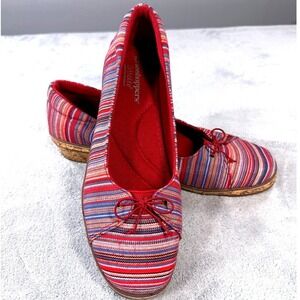 Grasshoppers Women's Wedge‎ Striped Red/Navy Slip-On Shoes Size 9.5
